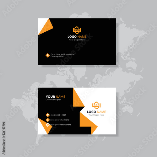 Yellow creative modern name card and business card with rectangle standard size vector illustration template.