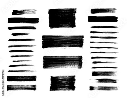Brush strokes set hand drawn scribble abstract vector illustration. Border design template.