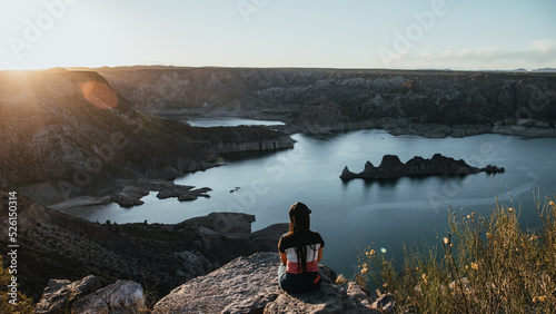 enjoying a sunset in summer next to the reservoir