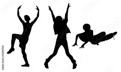 Female Professional Dancer silhouette with various expressions set of 03 vector illustration