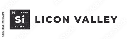Silicon Valley logo concept. Element of the periodic table Silicon. Vector illustration