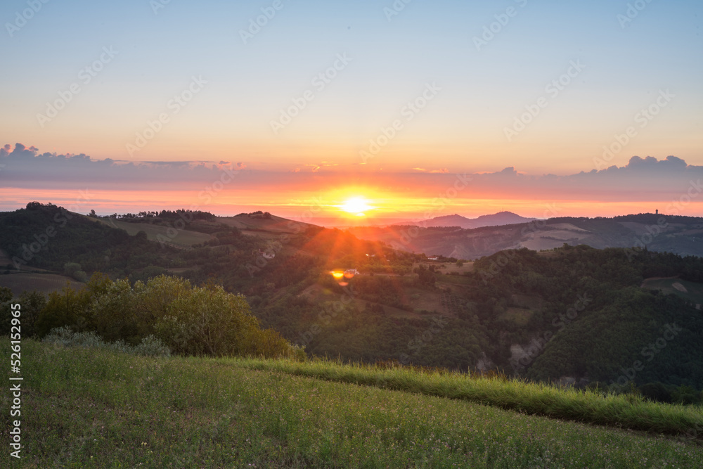 Sunrise over Emilia Romagna hills, Italy