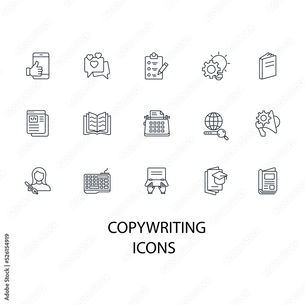 copywriting icons set . copywriting pack symbol vector elements for infographic web