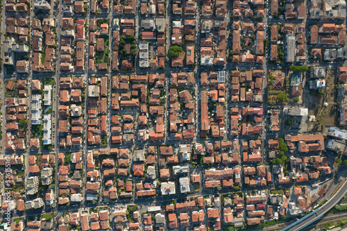 Aerial view of an urbanized area