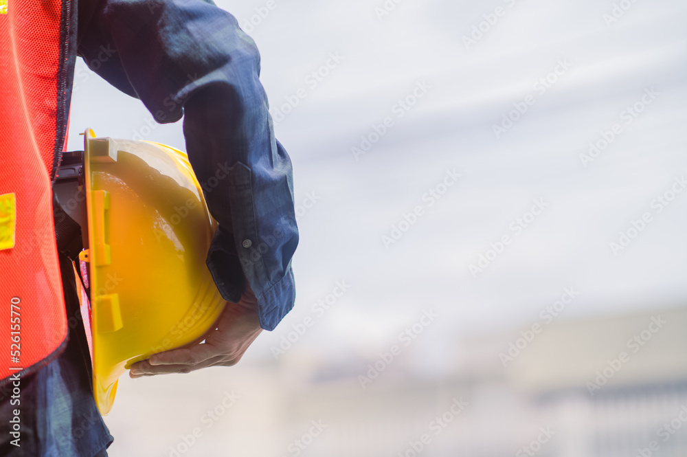 Engineer holding hard hat construction worker professional safety work industry building person manager service