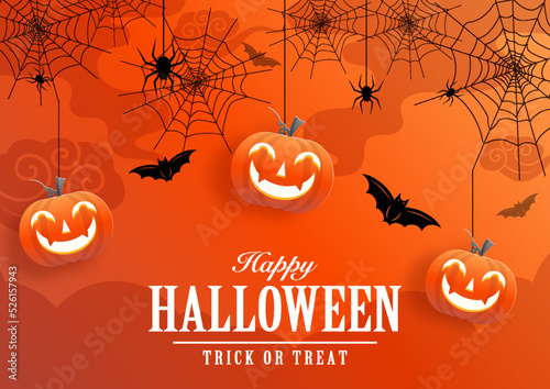 Happy halloween background template with pumpkin.