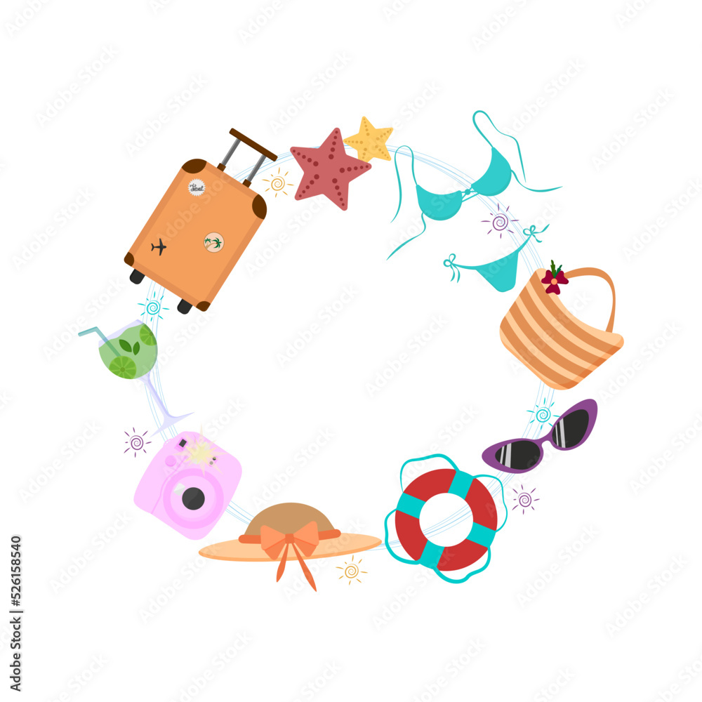 Fototapeta premium A set of items for a beach holiday