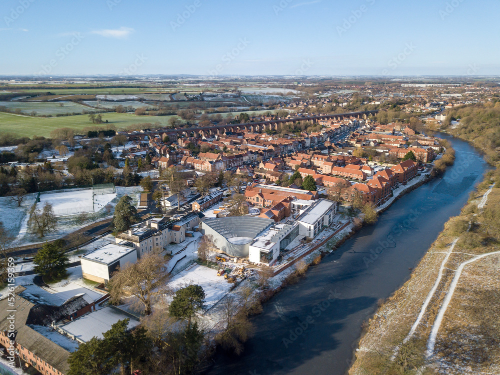 aerial view of the small market town of yarm in teesside