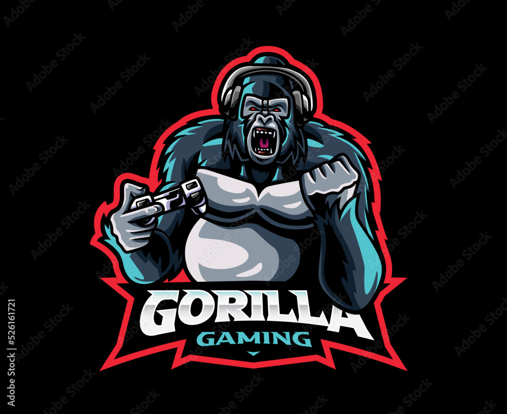 Gorilla gamer mascot logo design