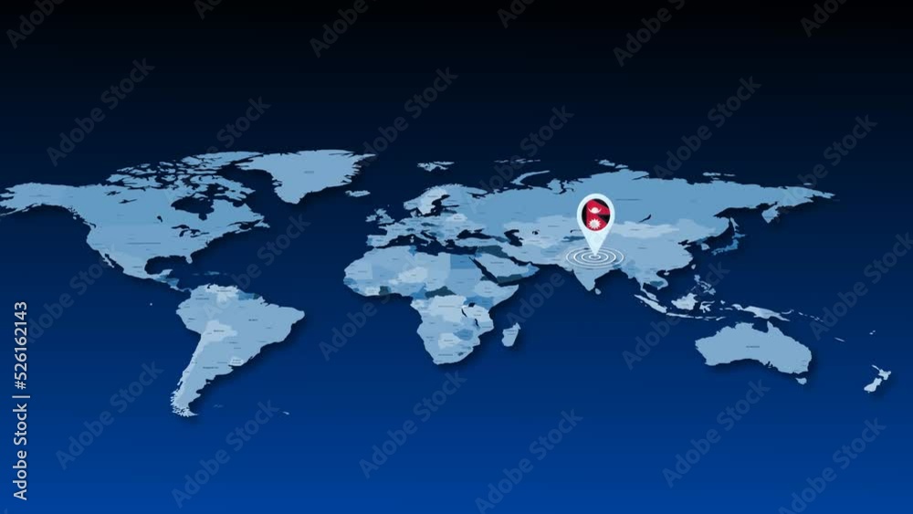Nepal location tracking animation on earth map Stock Video Adobe Stock