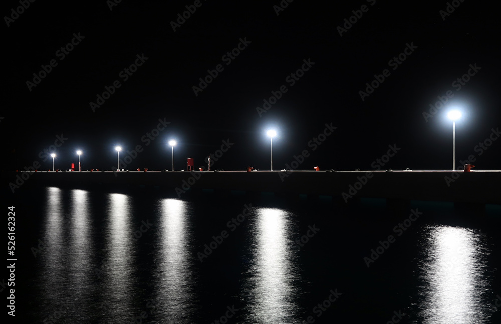 Fototapeta premium night view of a pier -1