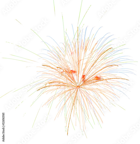 Red  orange and blue fireworks overlay