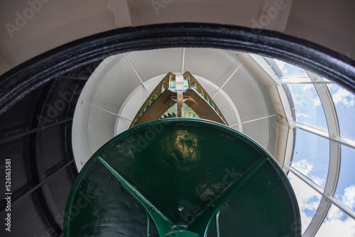 Fresnel lens in the lens room of a lighthouse