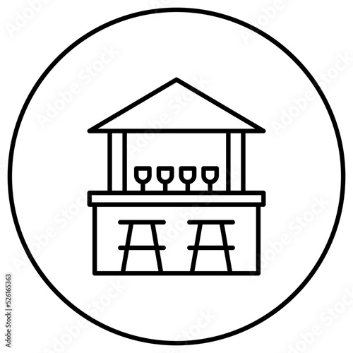 Beach Bar Line Icon