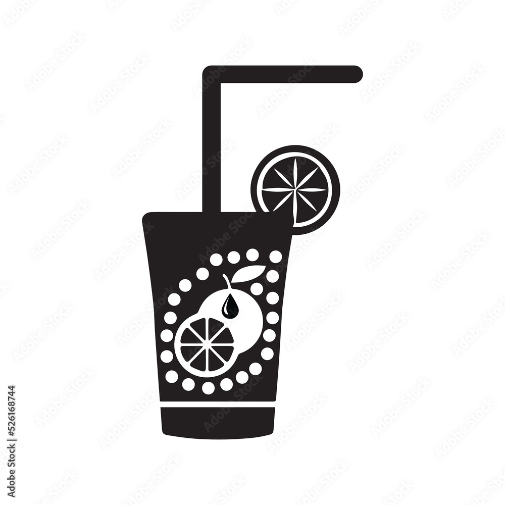 Juice refreshing soft drink icon | Black Vector illustration |
