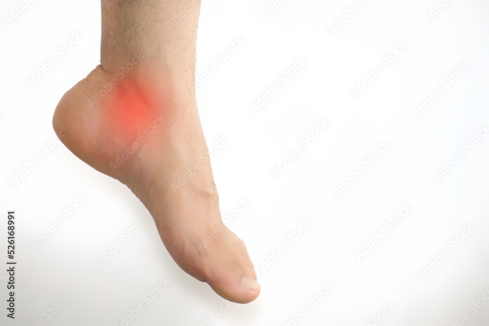 Man with foot pain and copyspace Man with foot pain and copyspace