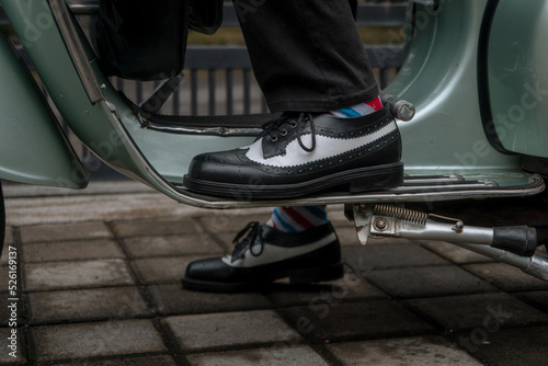 Принти на полотні These hand-made black-and-white wingtip shoes with loafers sole made from genuin