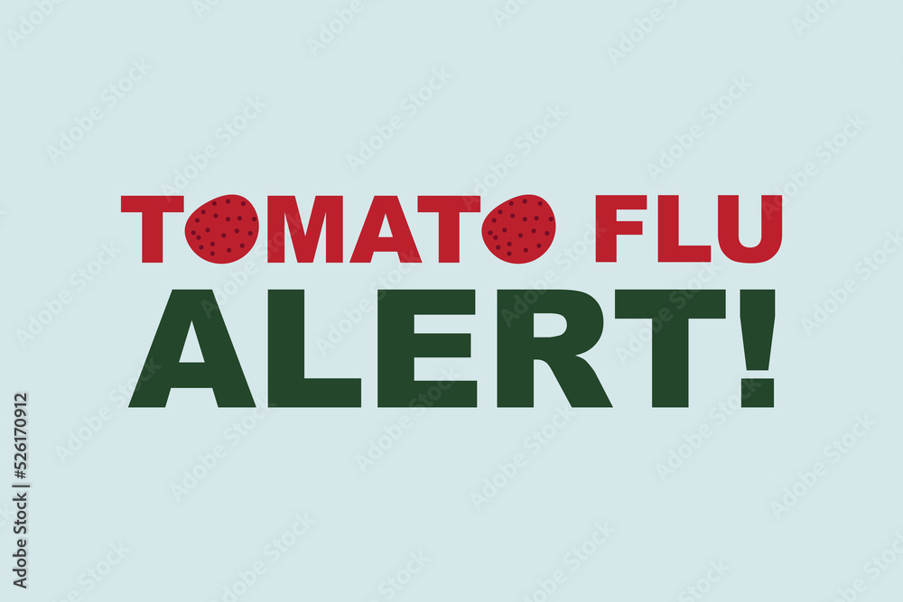 Tomato flu alert typography text vector design.  Tomato flu symbol in text. Healthcare awareness poster,  banner,  and t-shirt design.