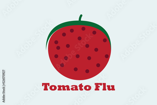Tomato flu virus affected symbol vector design. Tomato symbol with tomato flu text. Healthcare conceptual cartoon character design