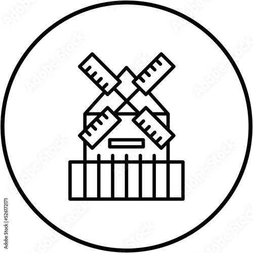 Kinderdijk Windmills Line Icon
