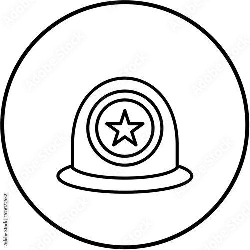 Police Helmet Line Icon