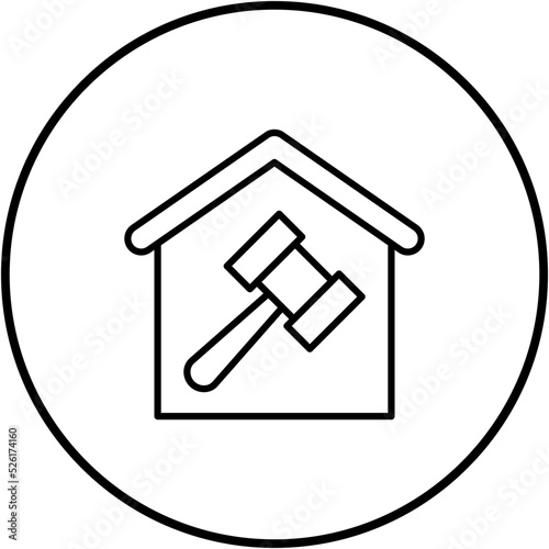 House Auction Line Icon