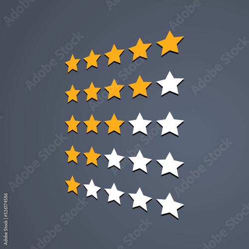 yellow stars for customer product rating review flat icon for vote