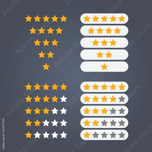 yellow stars for customer product rating review flat icon for vote