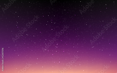 Night sky background. Sunset wallpaper with stars. Blurred starry texture. Abstract space backdrop for poster, brochure or website. Vector illustration