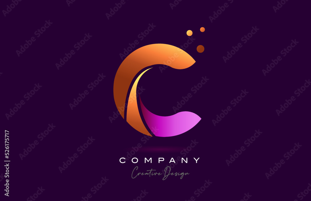 C pink yellow alphabet letter logo icon design. Creative template for business and company C pink yellow alphabet letter logo icon design. Creative template for business and company