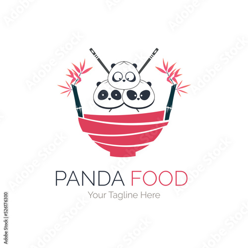 Panda food mug bamboo restaurant logo template design for brand or company and other