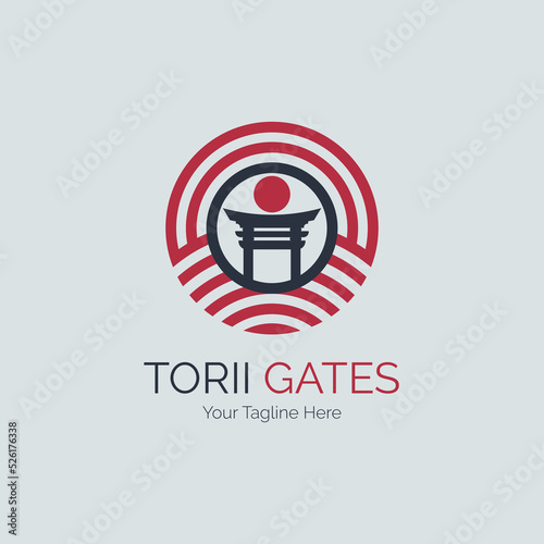 japanese torii gate circle logo template design for brand or company and other