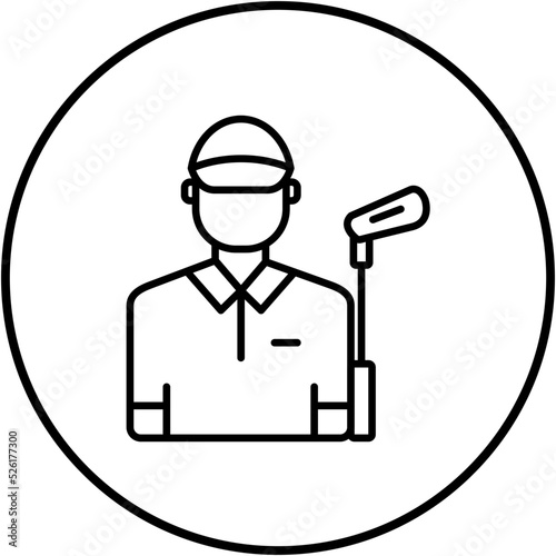 Golf Player Line Icon