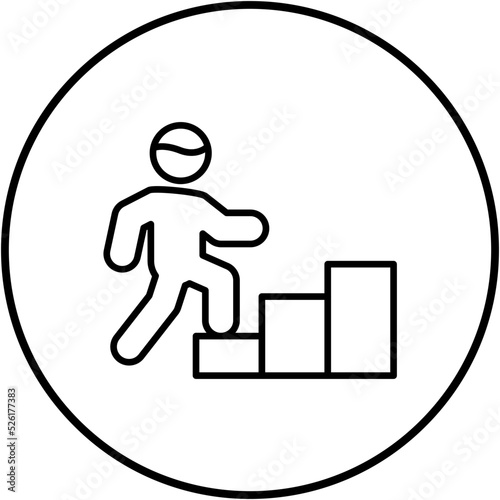 Person Climbing Stairs Line Icon