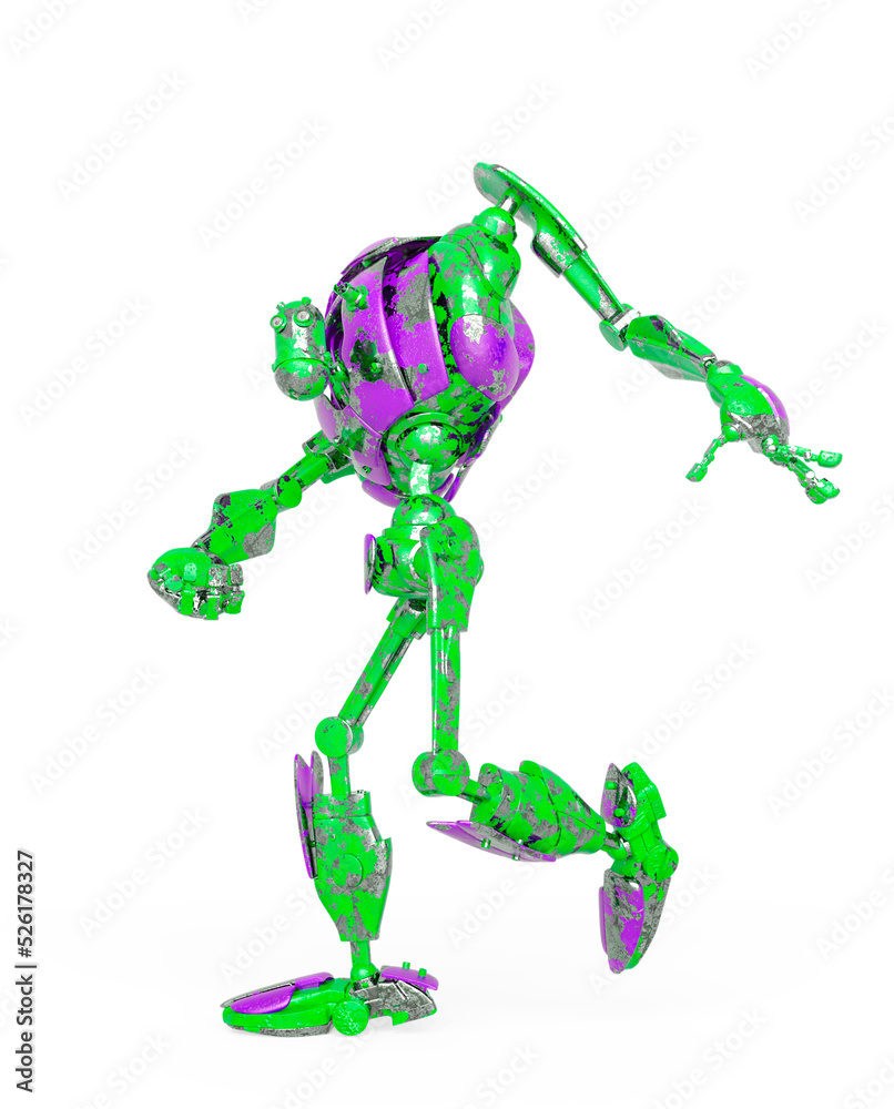 out of date robot is walking around in white background out of date robot is walking around in white background