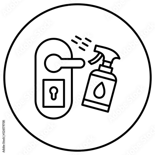 Cleaning Door Handle Line Icon