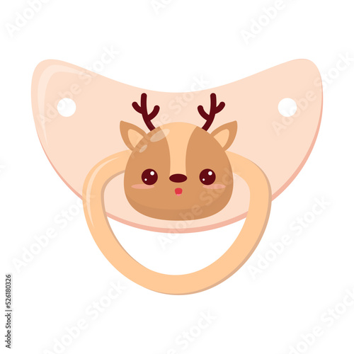 Nipple for infant.Baby dummy .Cute of baby pacifiers. Sweet dummy nipple with funny animals faces. Dummy deer.