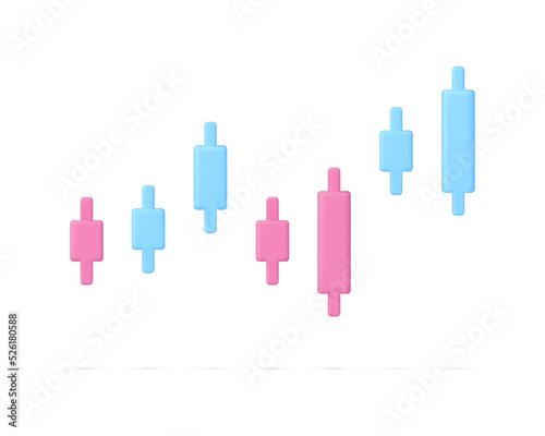 3D Buy and sell indicator. Stock market analysis, investment, make profit concept. Trading signal. Candlestick icon.