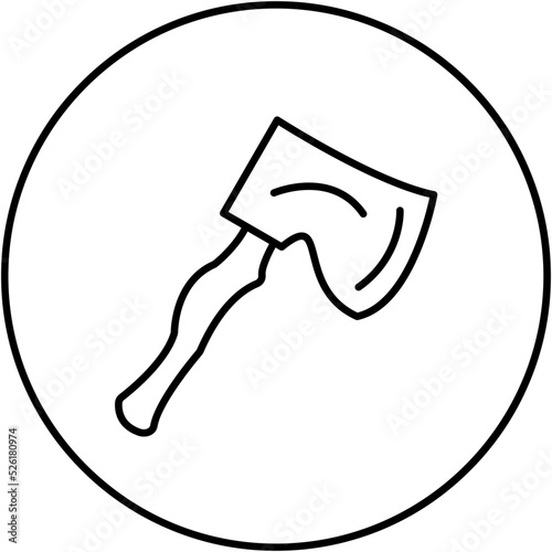 Wooden Hatchet Line Icon