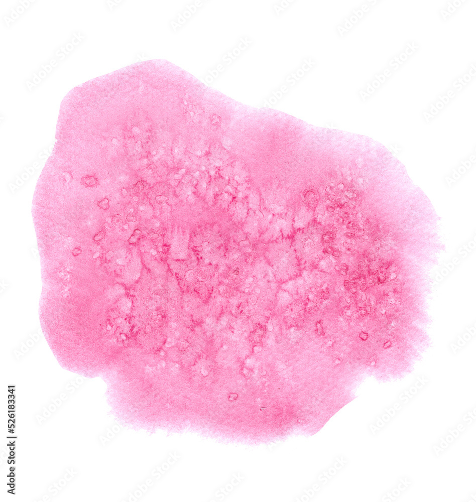 Watercolor pale pink stain isolated on white