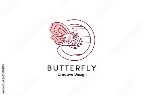 Minimalist butterfly vector illustration logo design