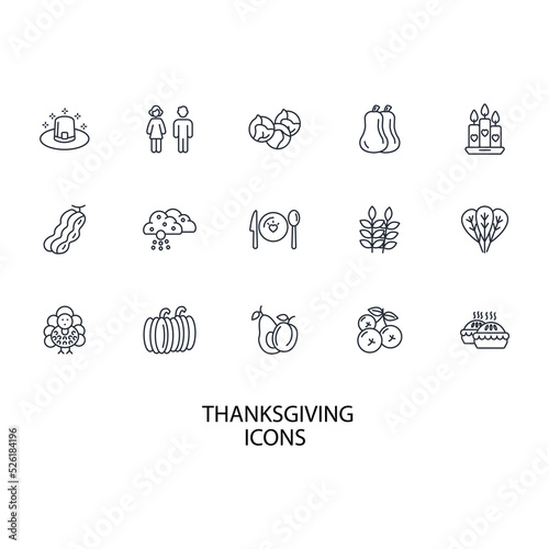 Thanksgiving Day icons set . Thanksgiving Day pack symbol vector elements for infographic web