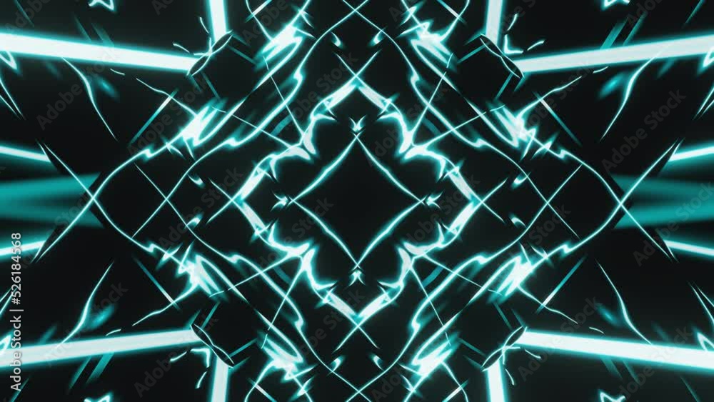 Abstract blue rhombus flash lines led neon vj loop animation background