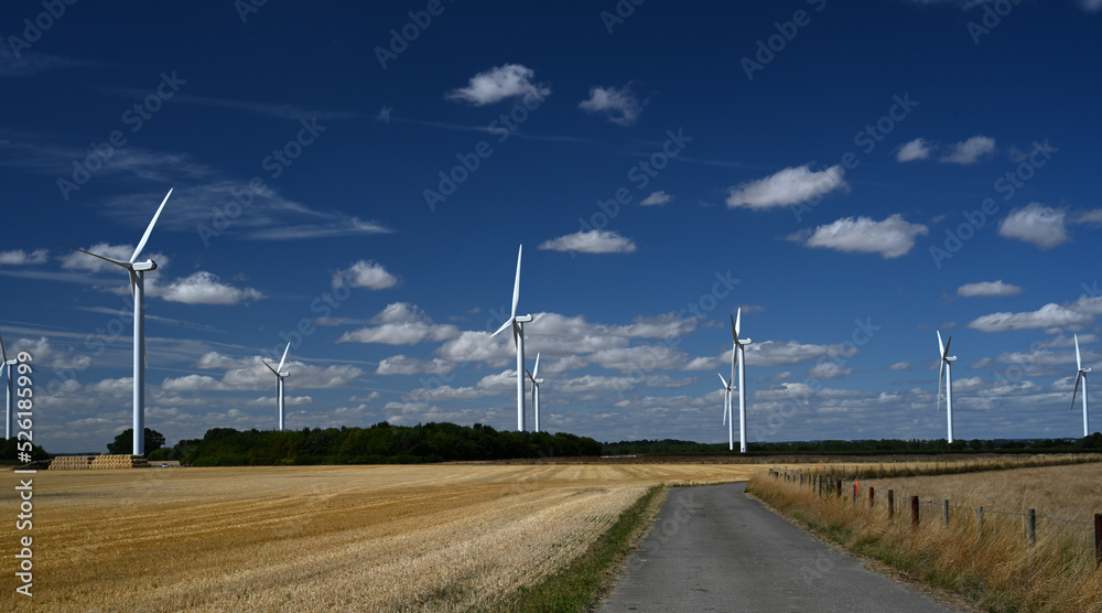 wind turbine wind farm producing green clean renewable energy