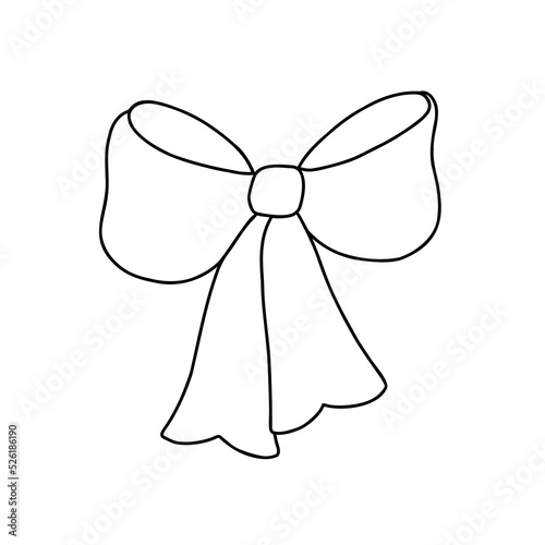Simple outline bow festive contour vector illustration for holiday events design, birthday, greeting cards, banners