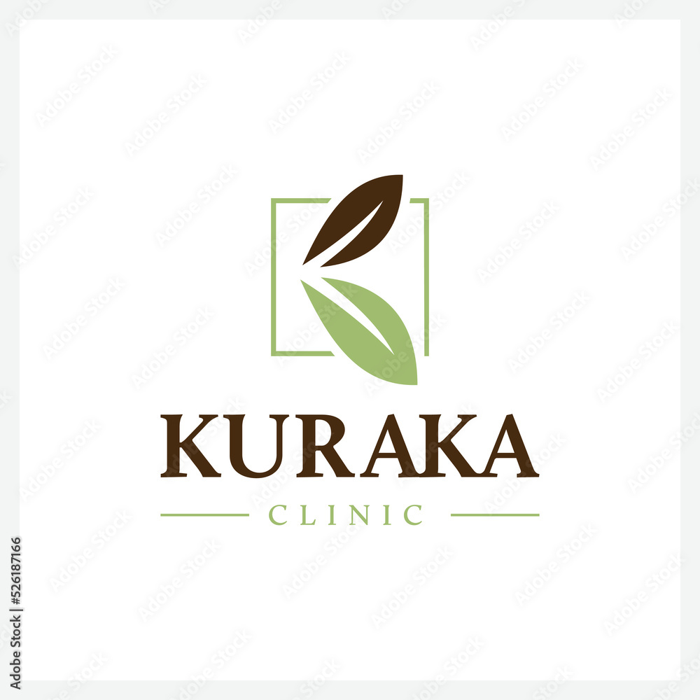 K leaf logo clinic template design