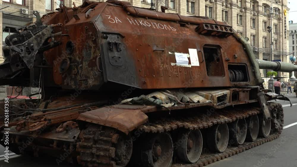 Kyiv, Ukraine - August 24, 2022:
Parade on Khreshchatyk in honor of the Independence Day of Ukraine. Destroyed equipment of the Russian army. Exhibition of burnt occupant equipment. War in Ukraine. Kyiv, Ukraine - August 24, 2022:
Parade on Khreshchatyk in honor of the Independence Day of Ukraine. Destroyed equipment of the Russian army. Exhibition of burnt occupant equipment. War in Ukraine.