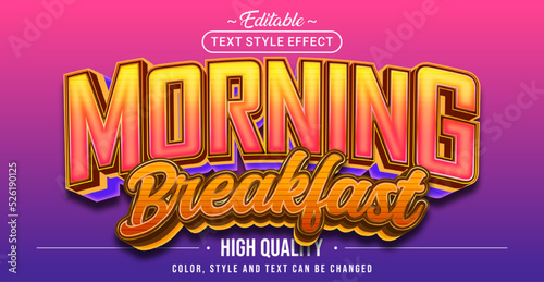 Editable text style effect - Morning Breakfast text style theme.