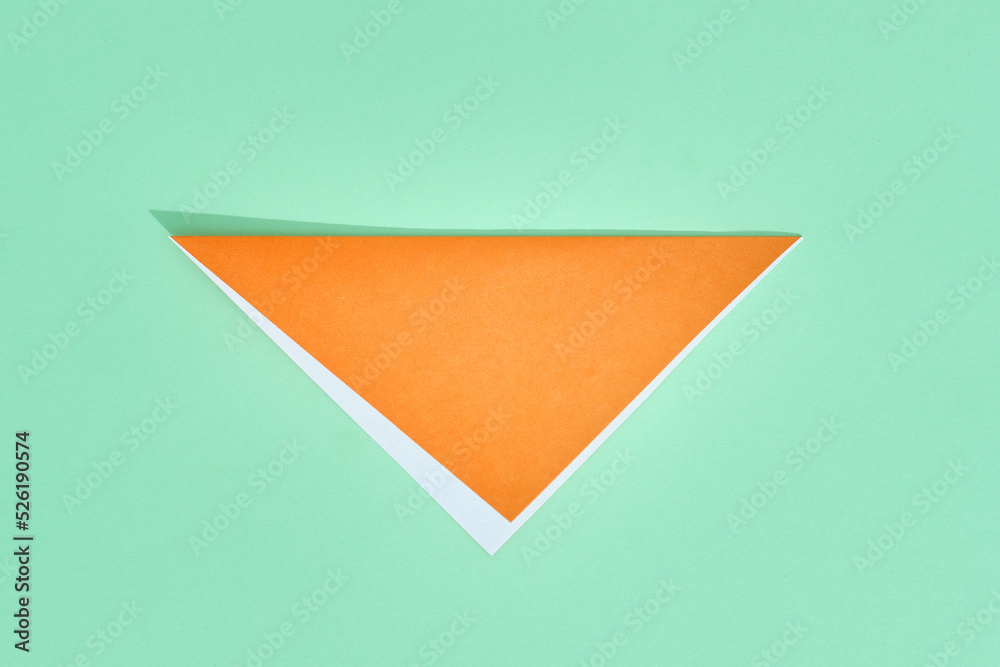 Origami Bear. Step-by-step photo instruction on a green background. DIY concept. Step2. Origami Bear. Step-by-step photo instruction on a green background. DIY concept. Step2.