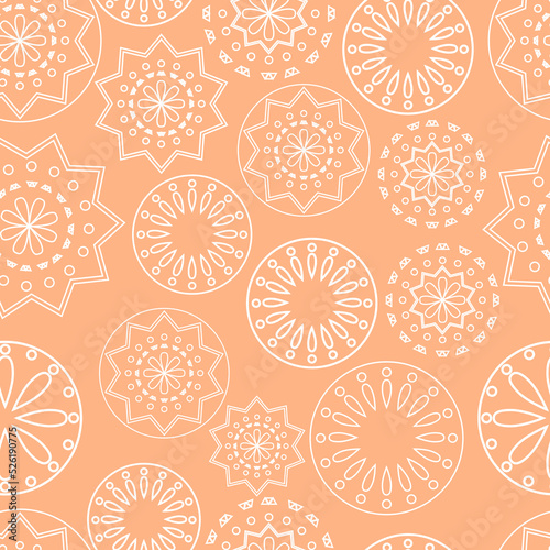 Vector. Perforated bright patterns Papel Picado pattern on a colored background. Hispanic Heritage Month. Polygonal seamless pattern for web banner, poster, cover, splash, social network.